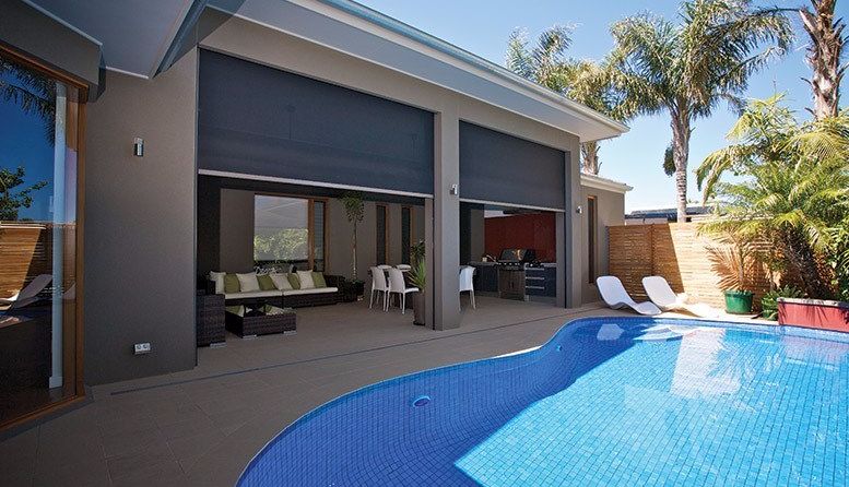 Zipscreen blinds by pool